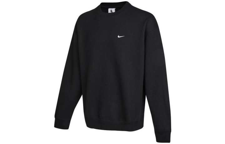 Nike Nike Solo Swoosh Solid Color Pullover Fleece Lined Sweatshirt Men's Black