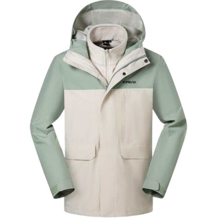 TOREAD Waterproof Windbreaker Jacket Unisex Beige \ Asphalt Gray Green