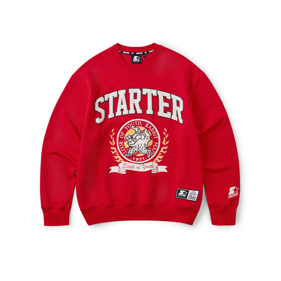 STARTER STARTER Sweatshirts Unisex Red Flower Color Crew Neck Moderate Regular