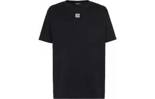 BALMAIN T Shirts Men's Black Crew Neck Moderate Straight Fit