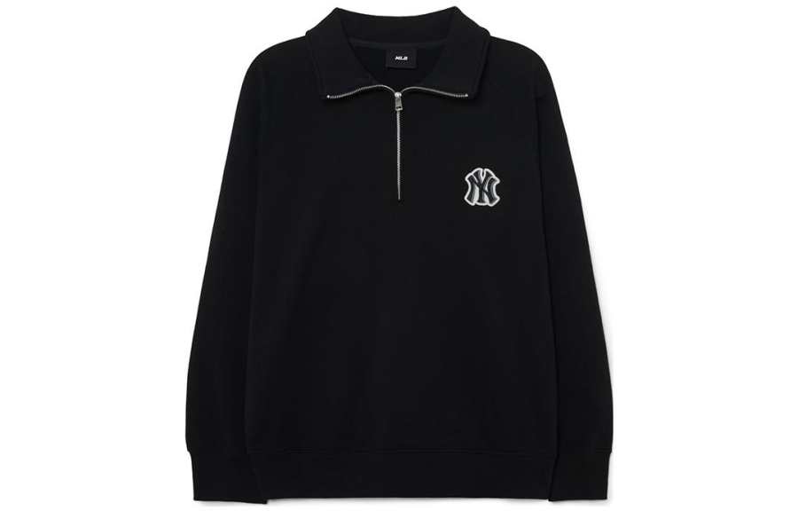 MLB MLB New York Yankees Sweatshirts Unisex Black Polo Collar Moderate Regular