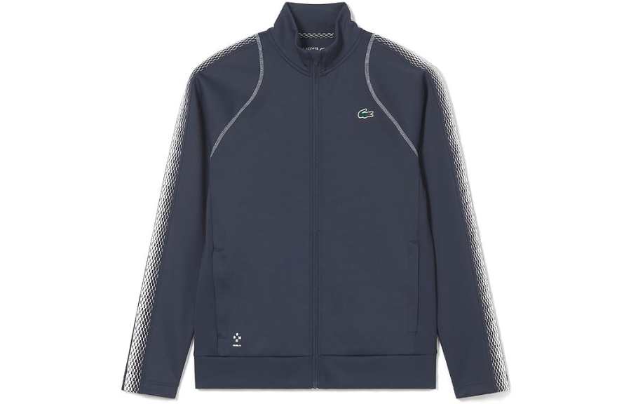 LACOSTE · Sweatshirts Men's Dark Blue Stand Collar Moderate Cardigan