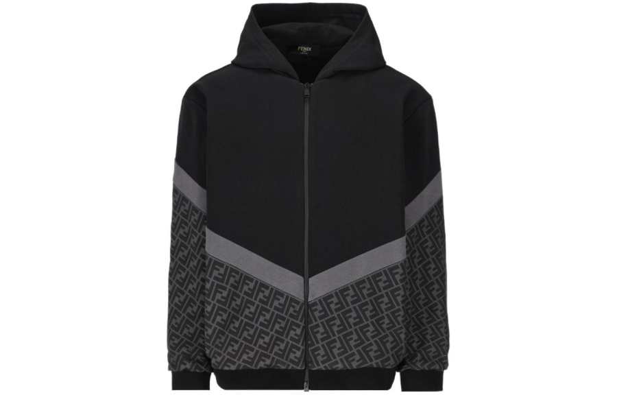 FENDI Ff Motif Zip Up Hoodie