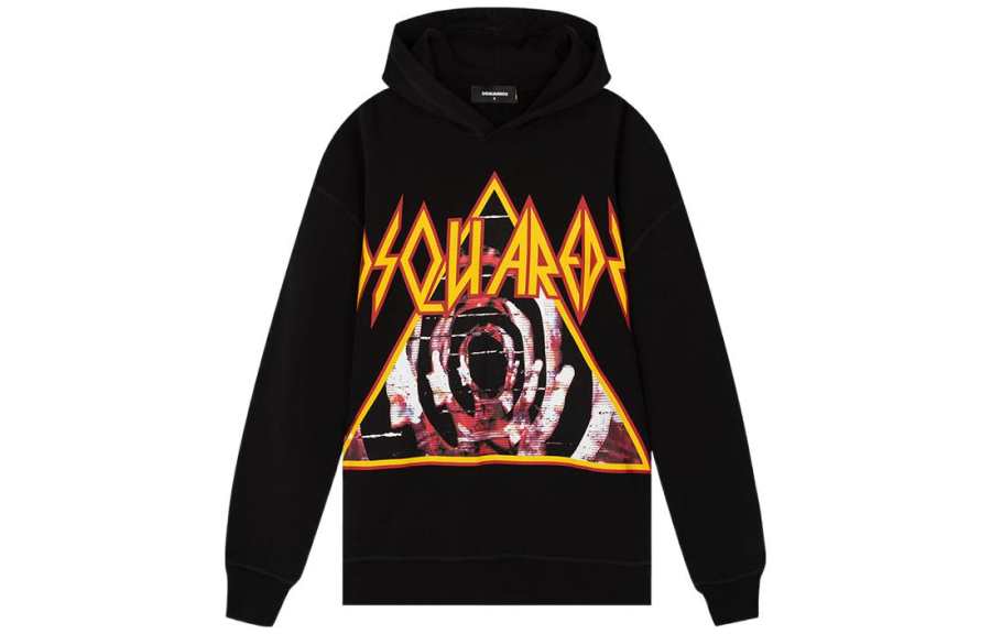 DSQUARED 2 DSQUARED 2 Logo Letter Cartoon Pattern Print Fleece Lined Sweatshirt Men's Black