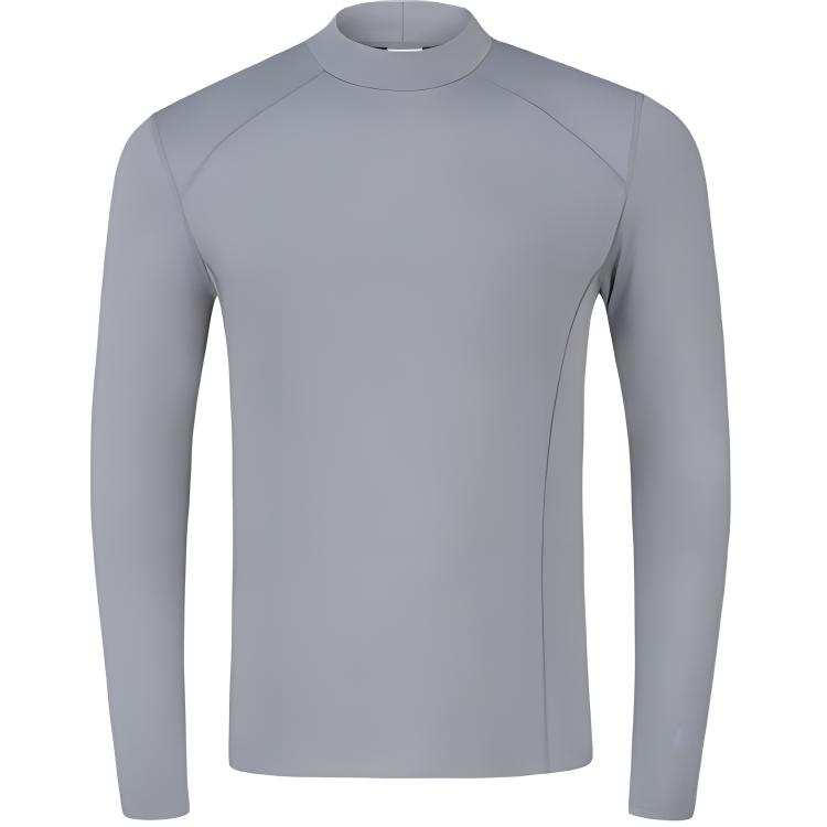 ASICS T Shirts Men's Gray Half Turtleneck Moderate Straight Fit