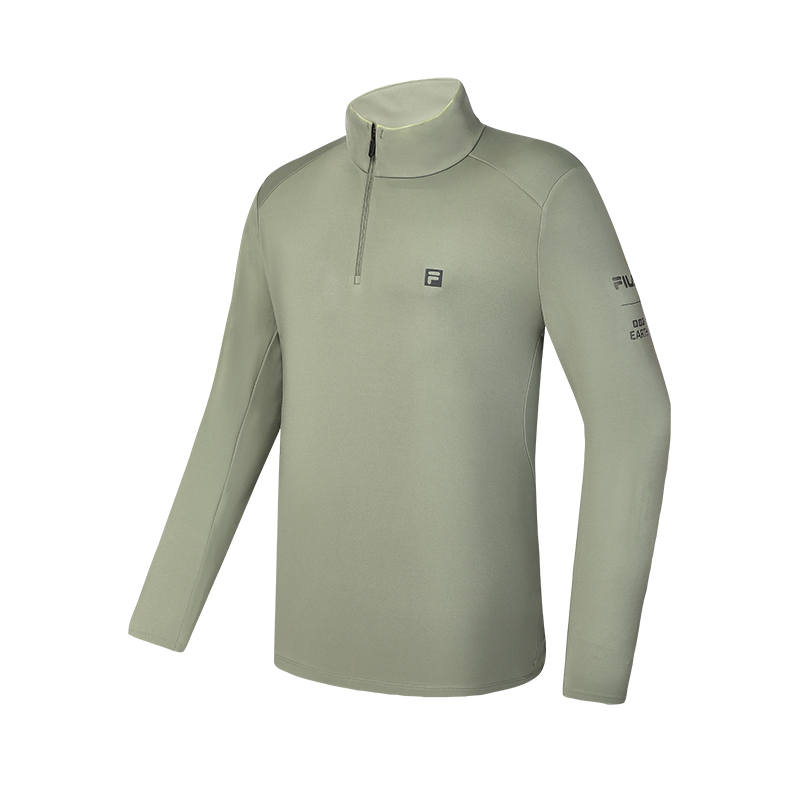 FILA Fleece Lined Casual Fashion Half Zip T Shirt Men's Fir Green