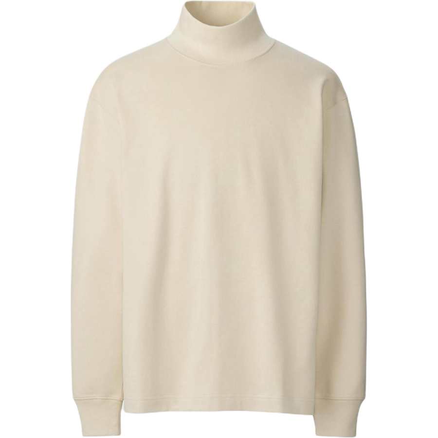 UNIQLO U Collection T Shirts Unisex Beige Turtleneck Moderate Straight Fit