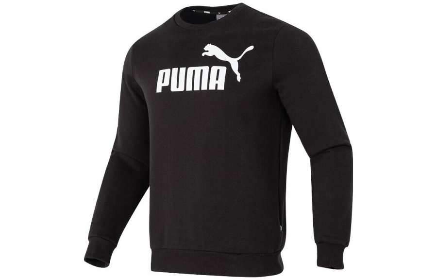 PUMA ESSENTIALS Letter Print Fleece Lined Thermal Pullover Sweatshirt Unisex