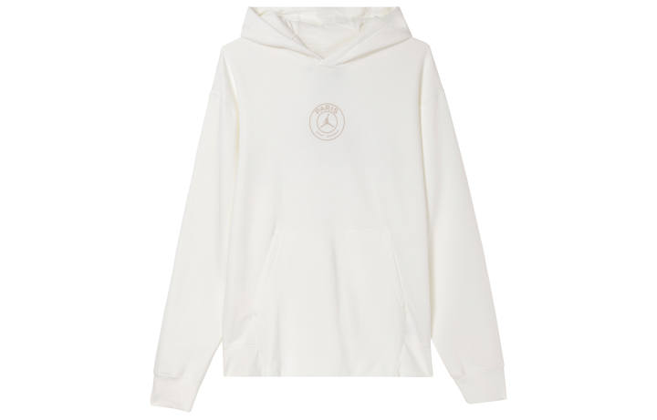 Jordan Jordan x PSG SS24 Paris Saint Germain, Solid Color Hooded Thickened And Fleece Lined Sweatshirt Men's Sail White