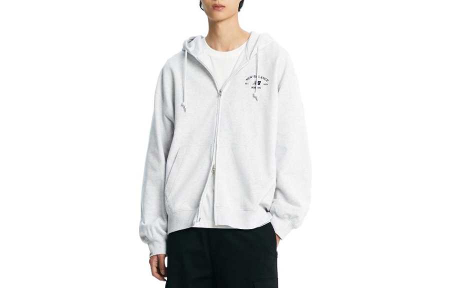 New Balance New Balance Sweatshirts Unisex Light Gray Hooded Moderate Cardigan