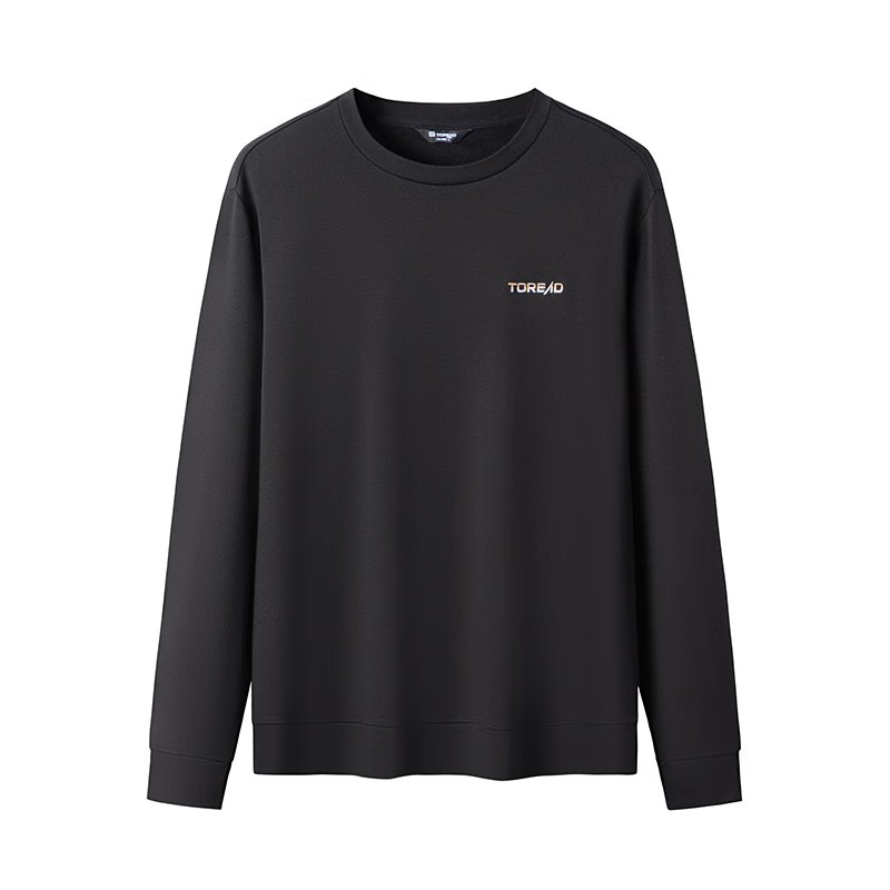 TOREAD T Shirts Men's Black Crew Neck Moderate Straight Fit