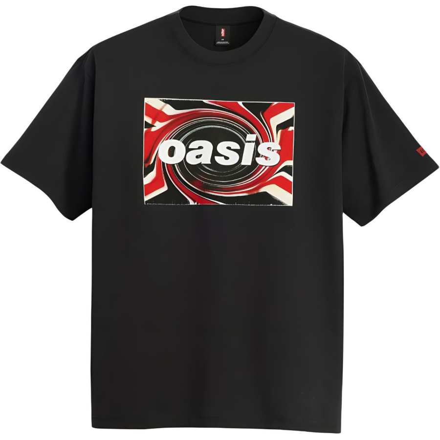 Levis Oasis Collaboration T Shirts Men's Black Crew Neck Moderate
