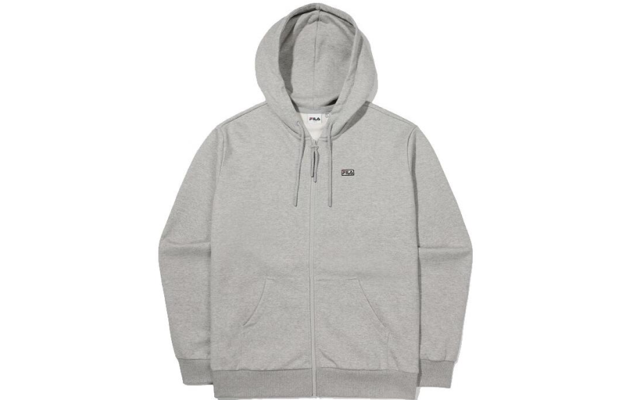 FILA Sweatshirts Unisex Gray Hooded Moderate Cardigan