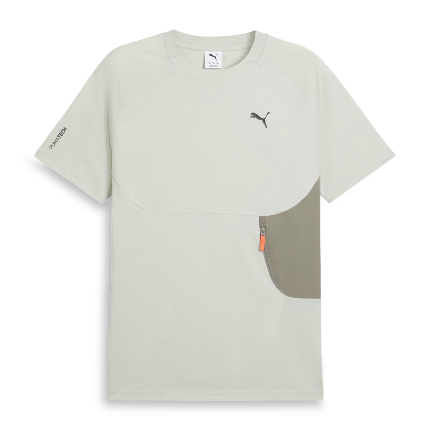PUMA T Shirts Men's Beige Crew Neck Moderate Straight Fit