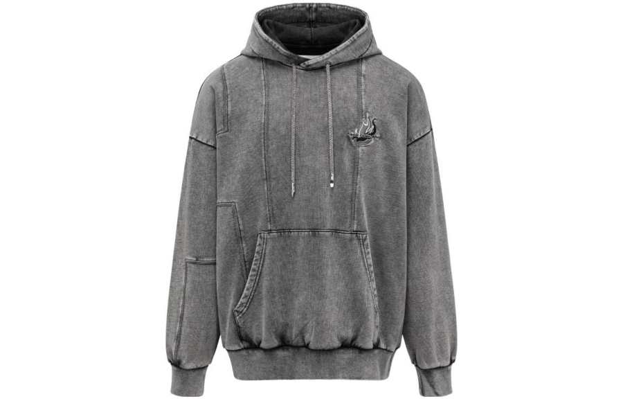 Feng Chen Wang Feng Chen Wang Sweatshirts Men's Gray Hooded Moderate Plus Size