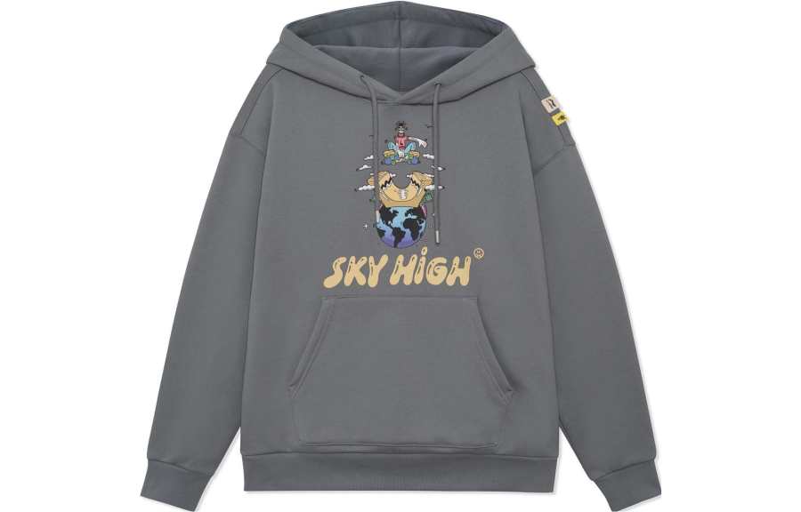 Li-Ning Li Ning Skateboard Steven Harrington Collaboration Collection, Fun Cartoon Print Thermal Fleece Lined Pullover