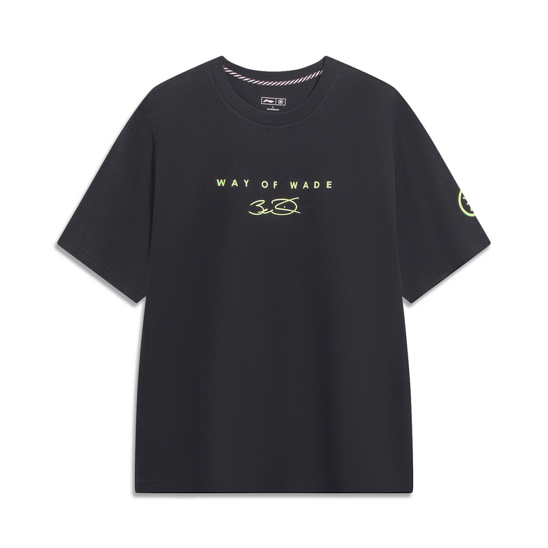 Li-Ning Li Ning T Shirts Men's Black Crew Neck Moderate Straight Fit