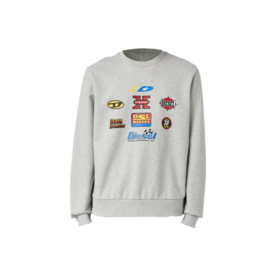 DIESEL Sweatshirts Men's Gray Crew Neck Moderate Regular