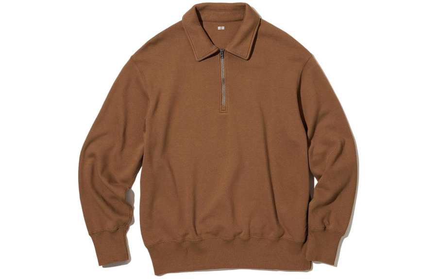 UNIQLO Sweatshirts Men's Umber Lapel Moderate Regular