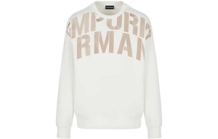 EMPORIO ARMANI Sweatshirts Men's Ivory Crew Neck Moderate Regular