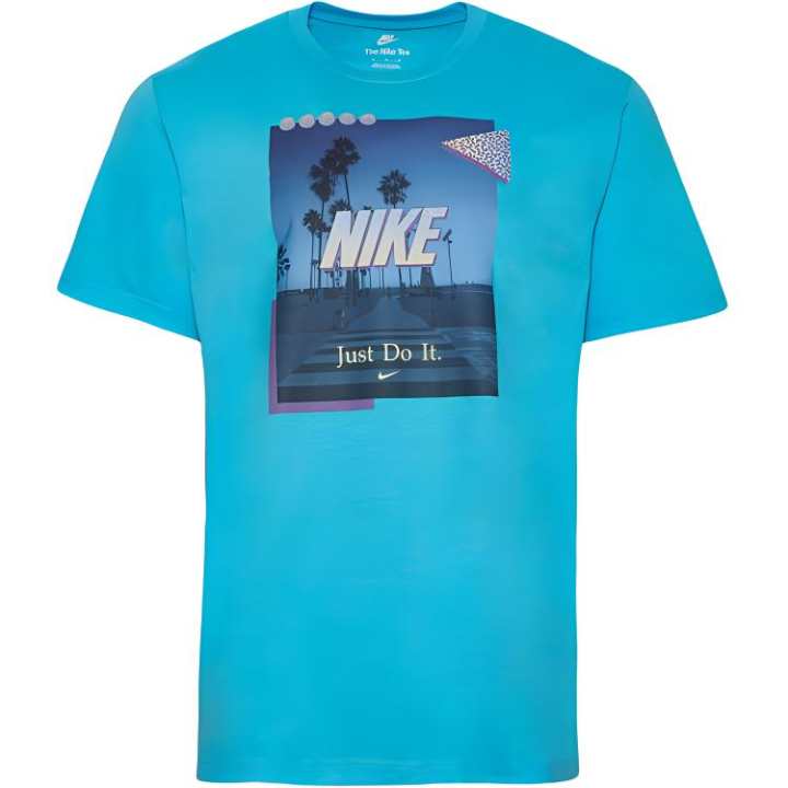 Nike Nike T Shirts Men's Blue Crew Neck Moderate Straight Fit