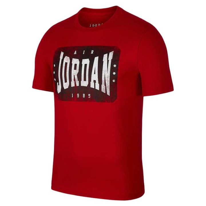Jordan Jordan T Shirts Men's Red Crew Neck Moderate Straight Fit