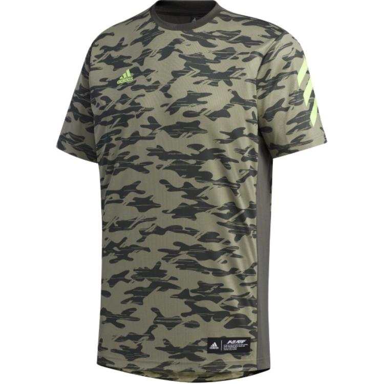 Adidas Adidas T Shirts Men's Green Crew Neck Moderate Straight Fit