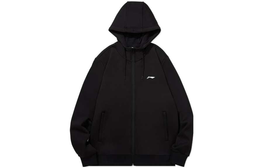 Li-Ning Li Ning Badminton Collection Cardigan Hooded Fleece Lined Sweatshirt Men's Black