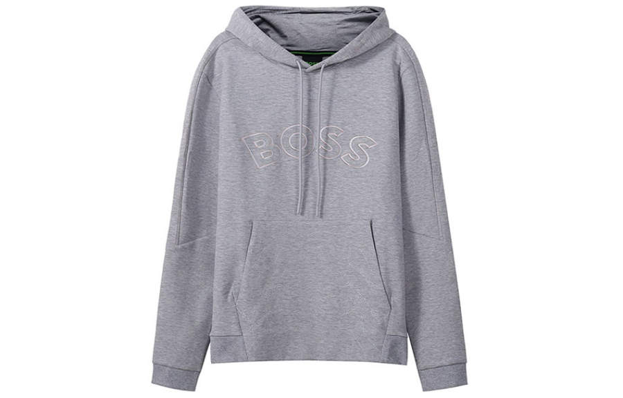 HUGO BOSS 【Previous Season】curved logo-embroidered drawstring hoodie