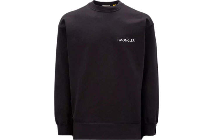 Moncler Sweatshirts Men's Black Crew Neck Moderate Regular