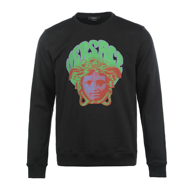 VERSACE VERSACE Sweatshirts Men's Black Crew Neck Moderate Regular