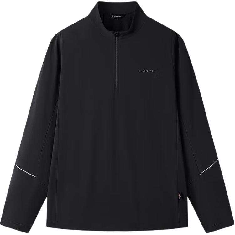 TOREAD T Shirts Men's Black Stand Collar Moderate Straight Fit