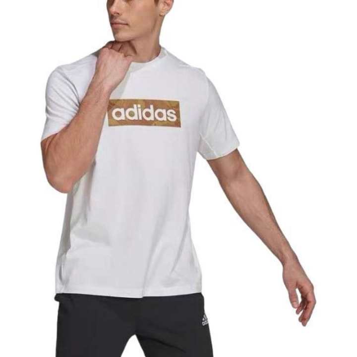 Adidas Adidas T Shirts Men's White Crew Neck Moderate Straight Fit