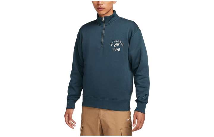 Nike Nike Sweatshirts Men's Peacock Green Stand Collar Moderate Regular