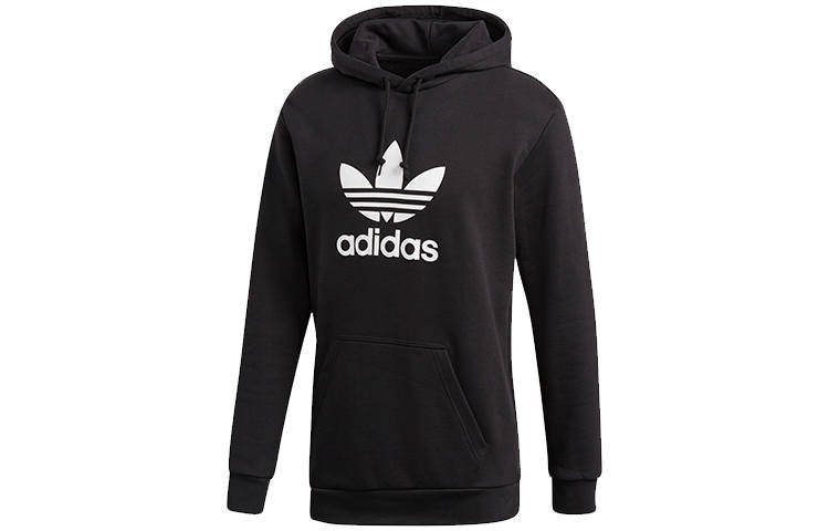 Adidas Originals Trefoil Sweatshirts Men's Black Hooded Moderate Regular