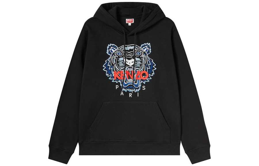 KENZO Sweatshirts Men's Black Hooded Moderate Regular
