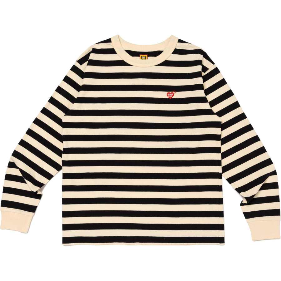 HUMAN MADE Heart logo Striped Long sleeve T shirt