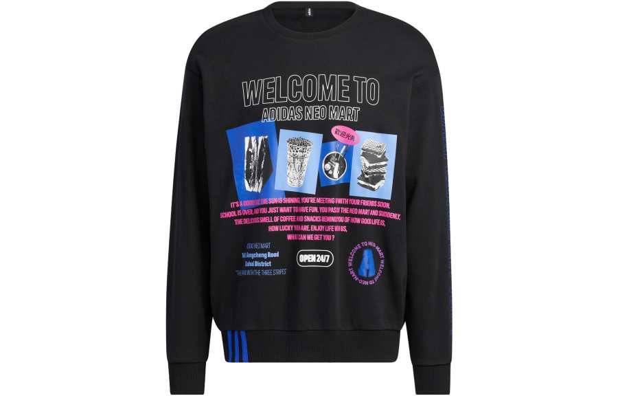 Adidas Neo Sweatshirts Unisex Black Crew Neck Moderate Regular