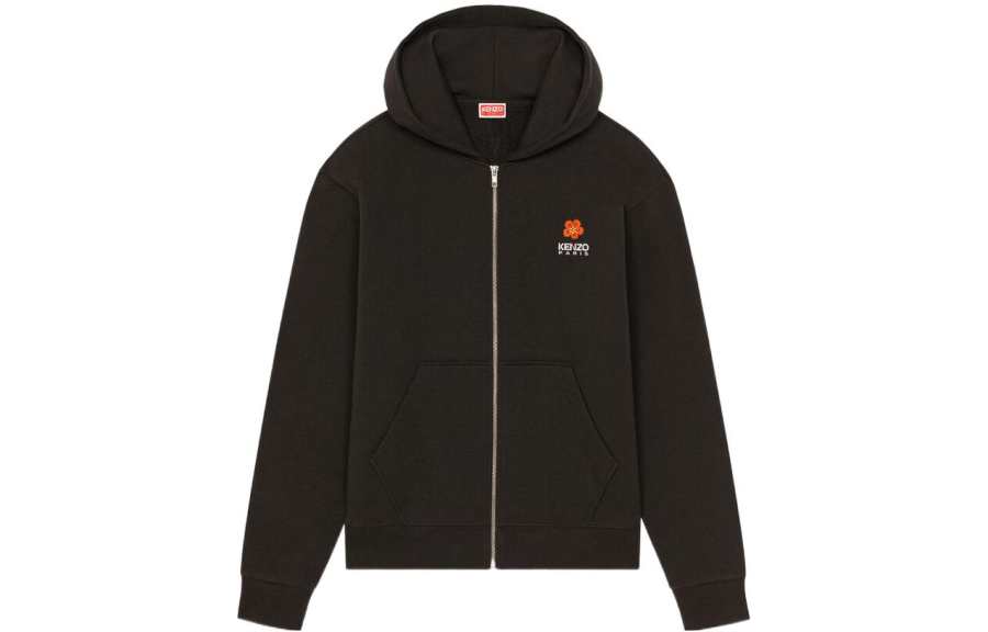 KENZO 【Previous Season】logo-embroidery zip-up hoodie