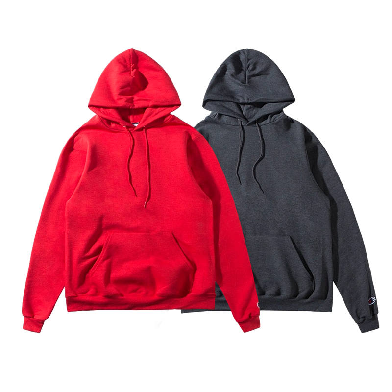 Champion Champion Solid Color Minimalist Style Basic Hooded Fleece Lined Pullover Long Sleeved Sweatshirt Unisex 2 Pack