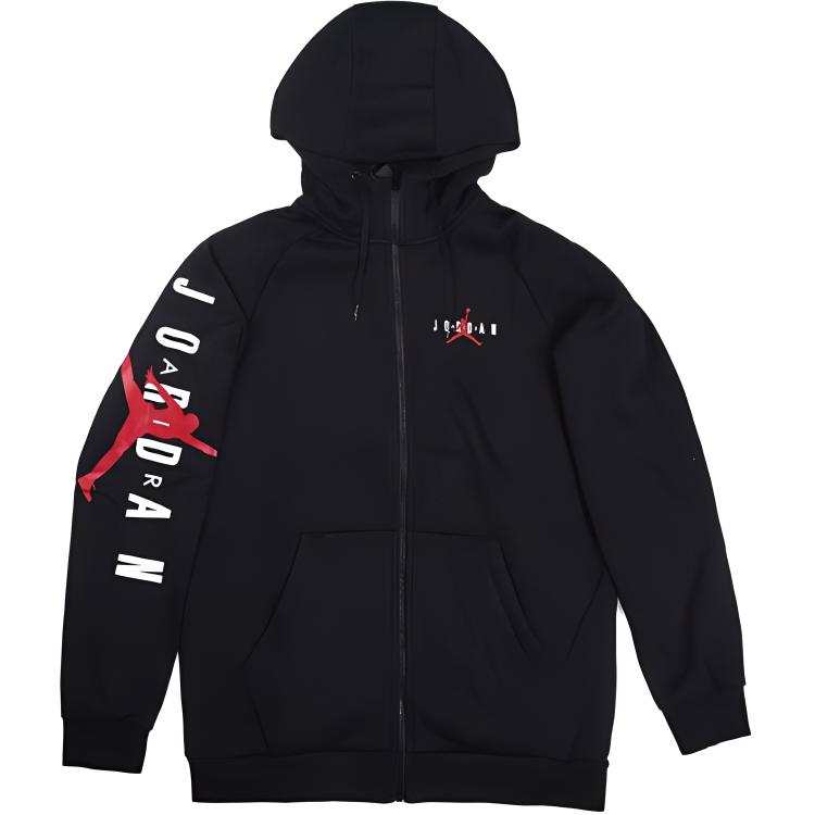 Jordan Jordan Sweatshirts Men's Black Hooded Moderate Cardigan