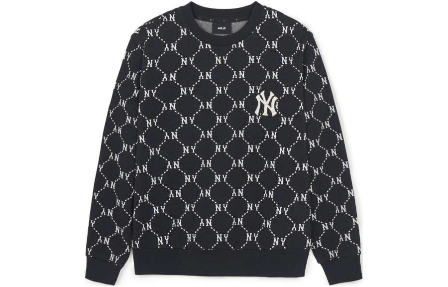 MLB MLB Monogram Sweatshirts Unisex Black Crew Neck Moderate