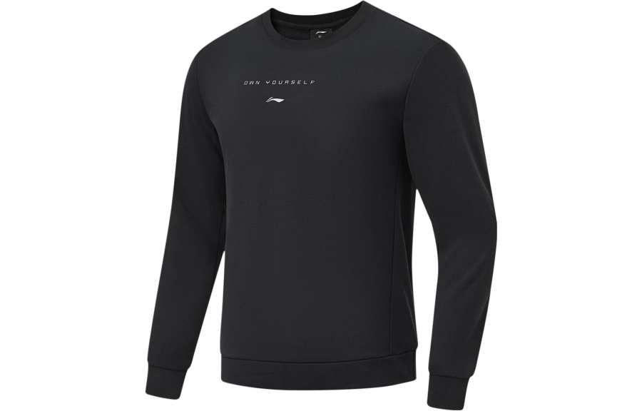 Li-Ning Li Ning Fitness Series Solid Color Fleece Lined Thermal Pullover Sweatshirt Men's Black