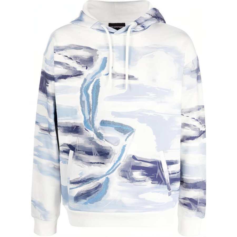 EMPORIO ARMANI 【Previous Season】graphic-print long-sleeved hoodie