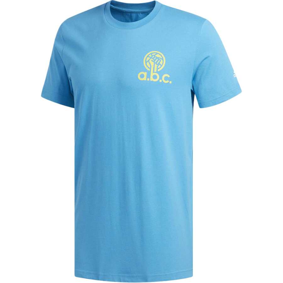 Adidas Adidas T Shirts Men's Sky Blue Crew Neck Moderate Straight Fit