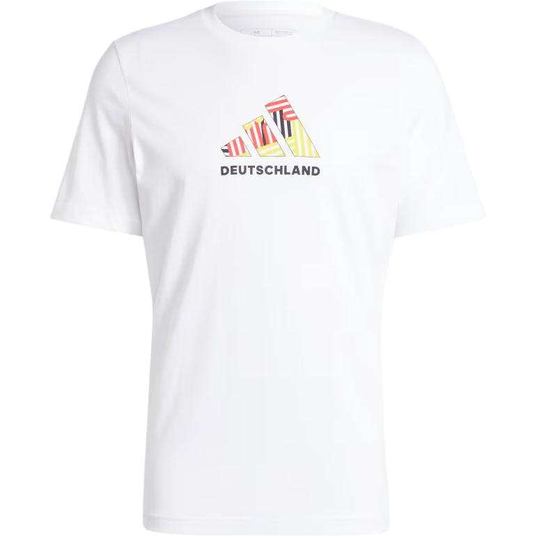 Adidas Adidas Germany T Shirts Men's White Crew Neck Moderate Straight Fit