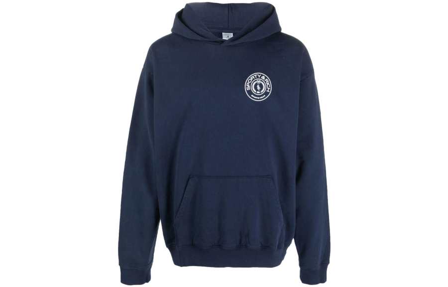 SPORTY & RICH Sweatshirts Unisex Marine Blue Hooded Moderate Regular