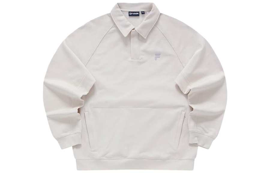 FILA FUSION Sweatshirts Unisex Gray Wheat Lapel Moderate Regular
