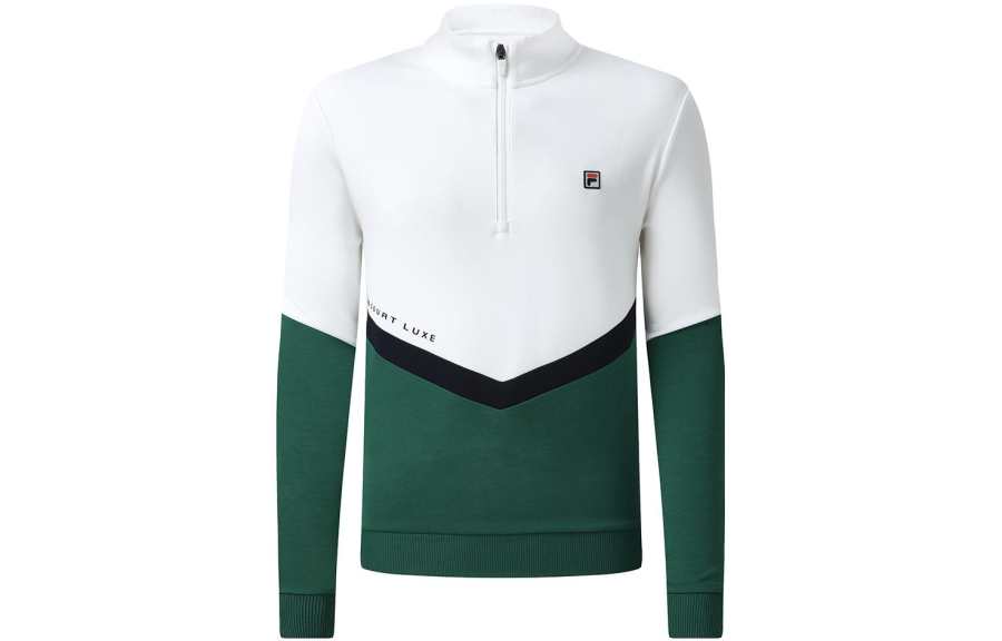 FILA Sweatshirts Men's Jade White Stand Collar Moderate Regular