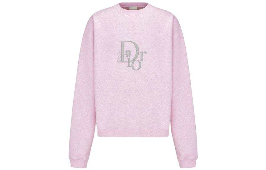 DIOR X ERL SS23 Oversized Sweatshirt Heathered Pink Cotton Fleece